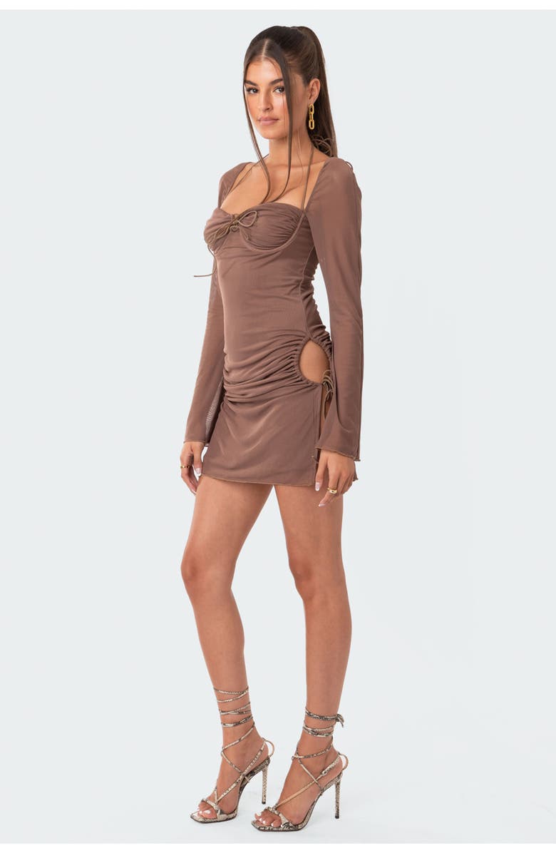 EDIKTED Allegra Long Sleeve Cutout Minidress, Alternate, color, 