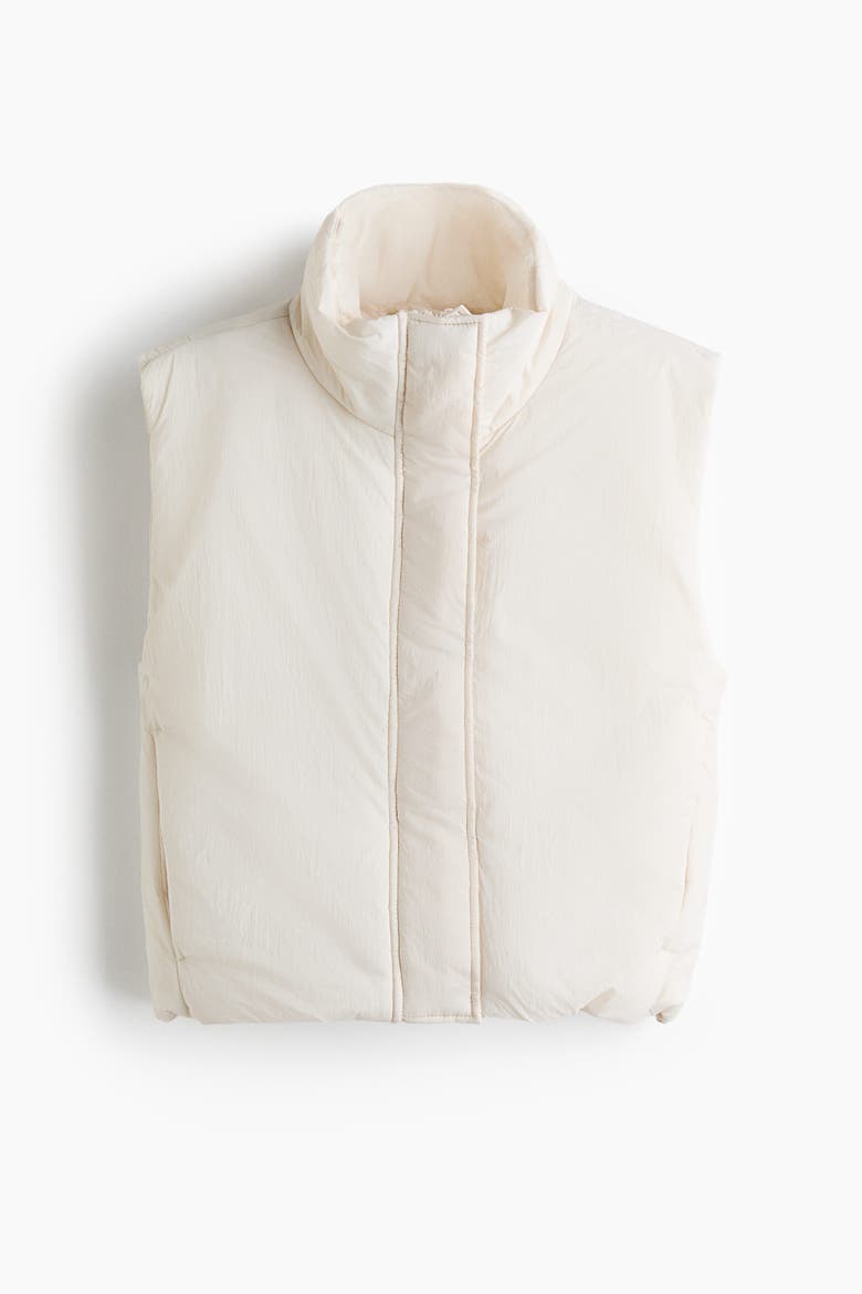Padded Nylon Vest, Alternate, color, Cream