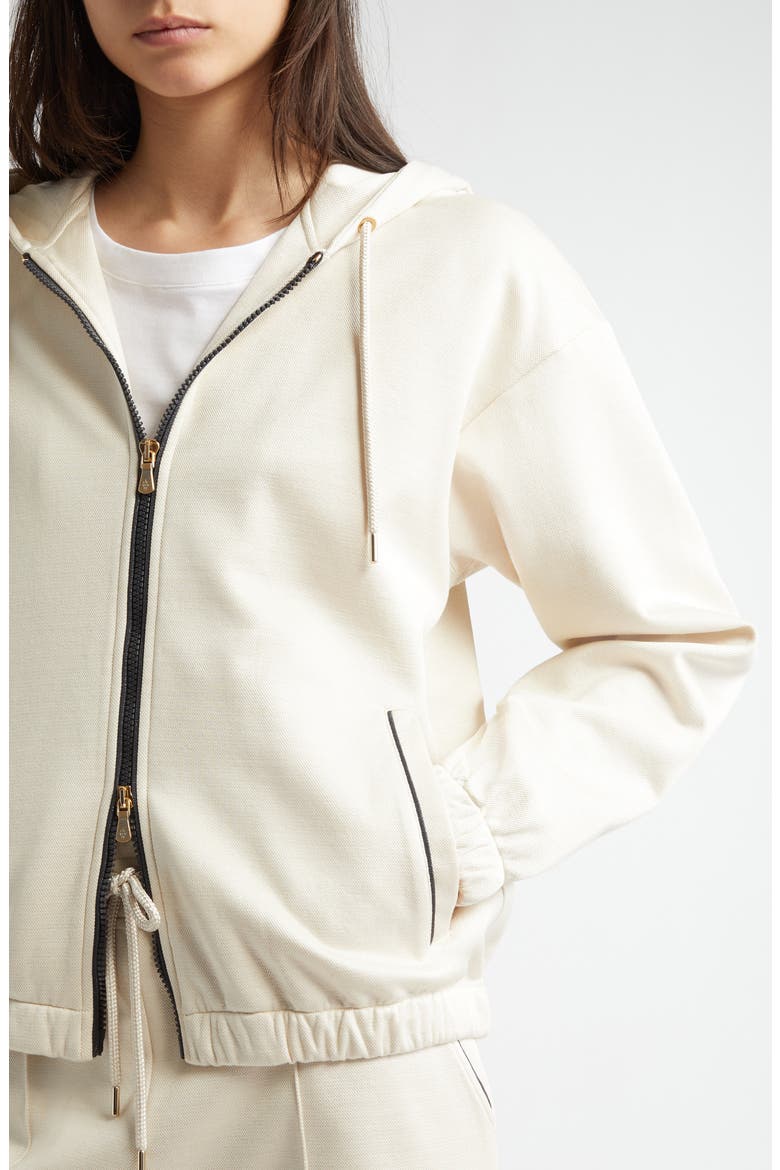 Stretch Cotton & Silk Zip Hoodie, Alternate, color, SAND