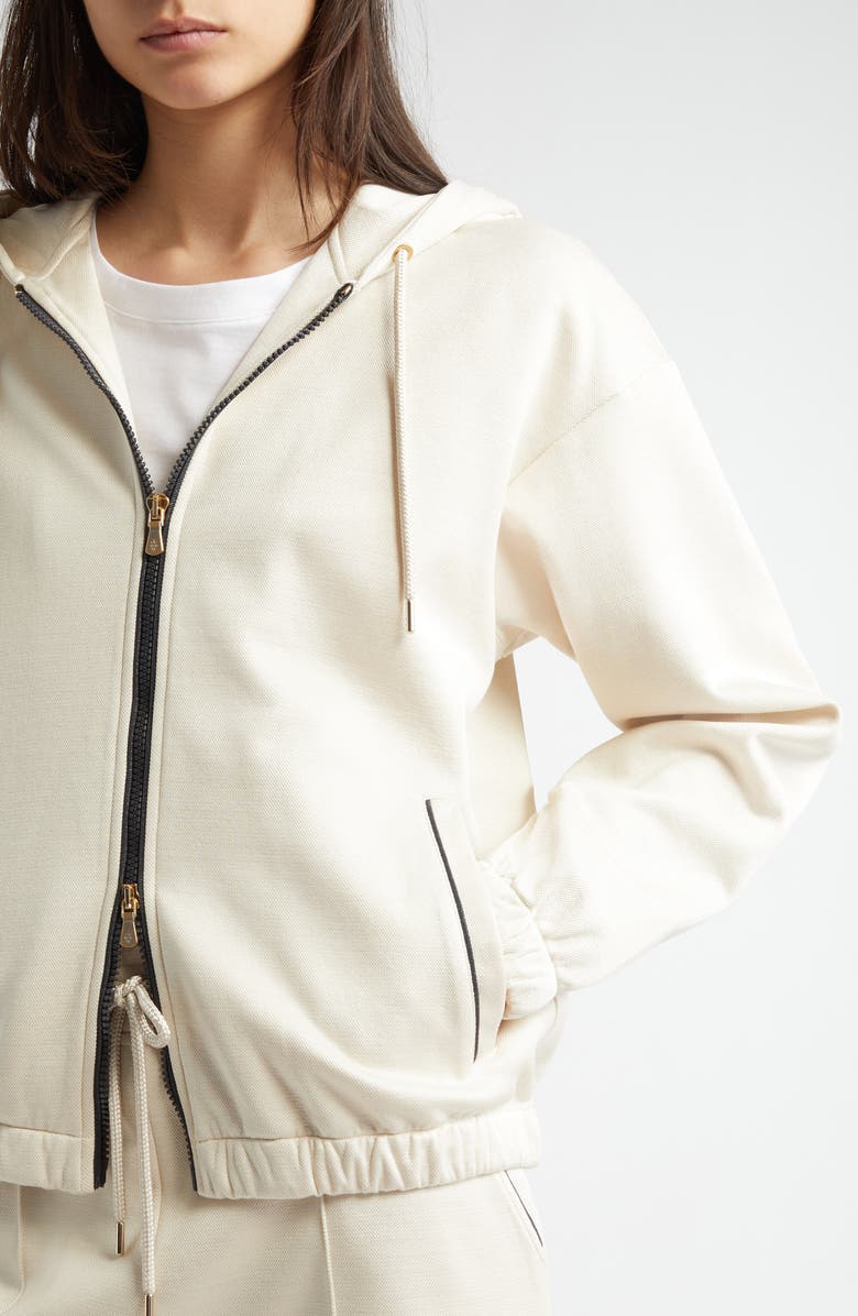 Eleventy Stretch Cotton & Silk Zip Hoodie, Alternate, color, 