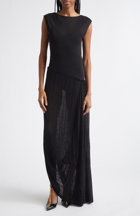 Fléchage Draped Sheer Dress