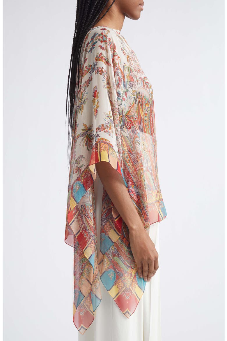 Paisley Print Silk Poncho, Alternate, color, PRINT ON WHITE BASE