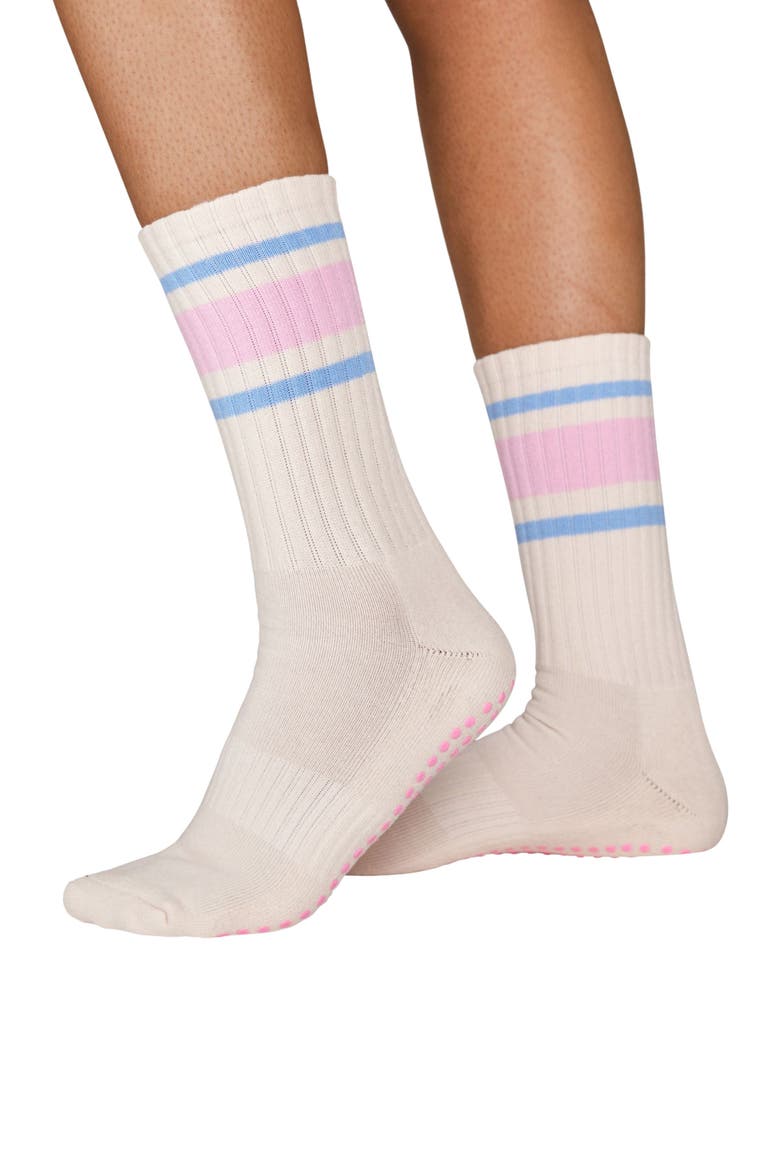 Retro Crew Grip Socks, Main, color, Pink