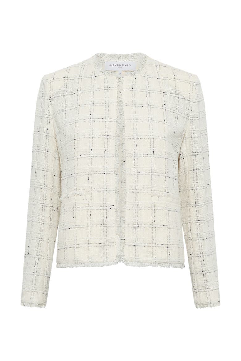 Taissa Tweed Cropped Jacket, Alternate, color, Ecru