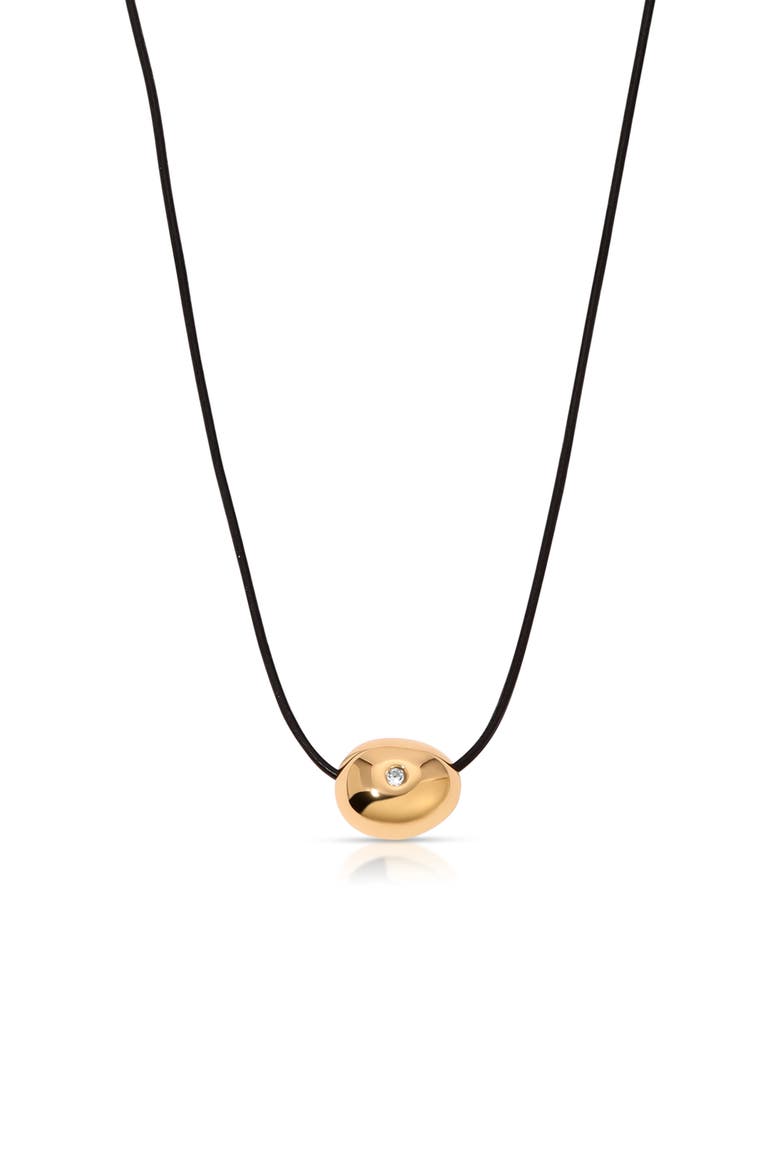 Pebble Bead Leather Necklace, Alternate, color, GOLD