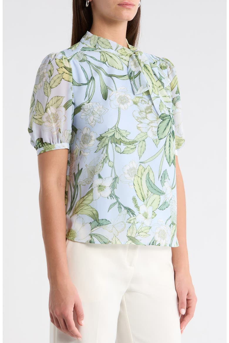 Serenade Bloom Rayna Bow Puff Sleeve Top, Alternate, color, WHITE GREENS