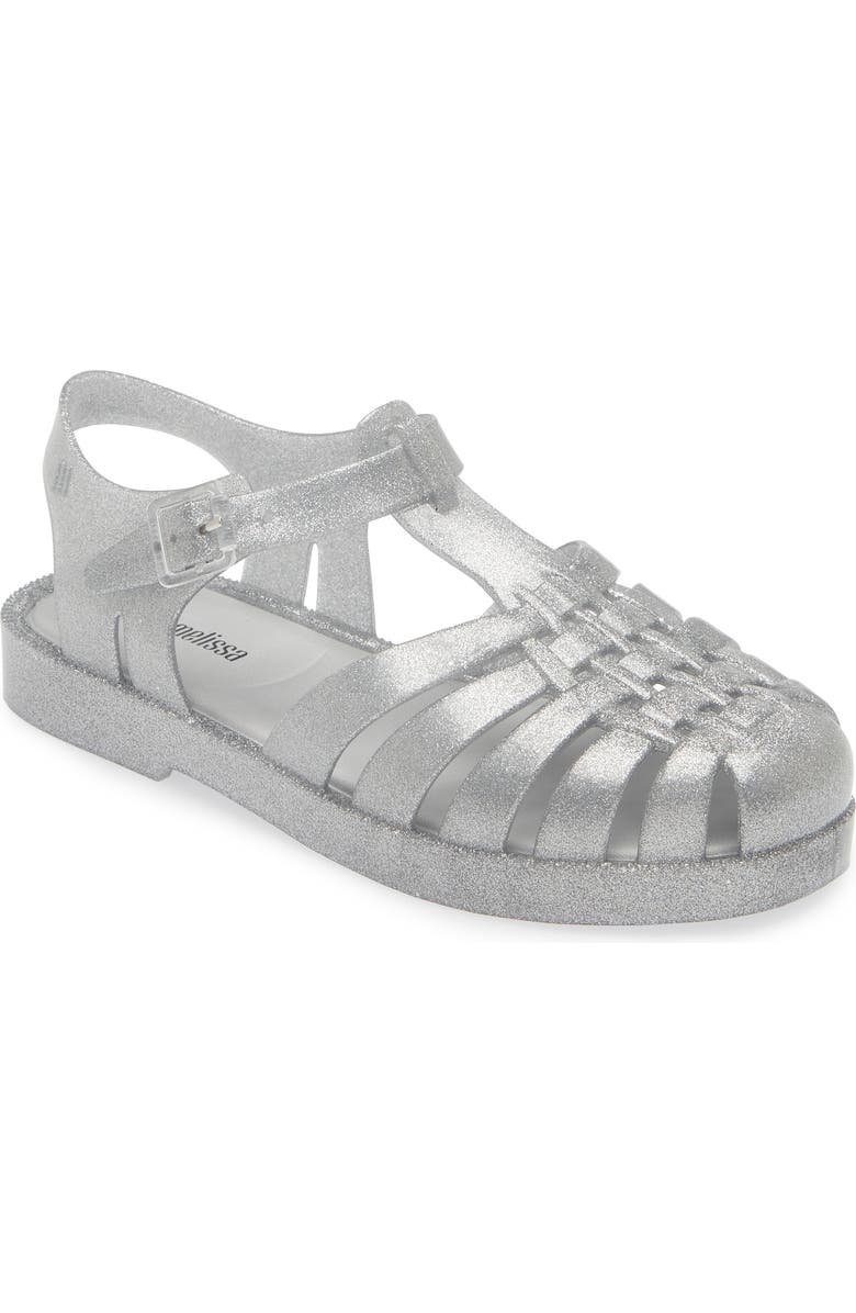 Mini Melissa Kids' Mini Posession Jelly Fisherman Sandal, Main, color, Clear Glit