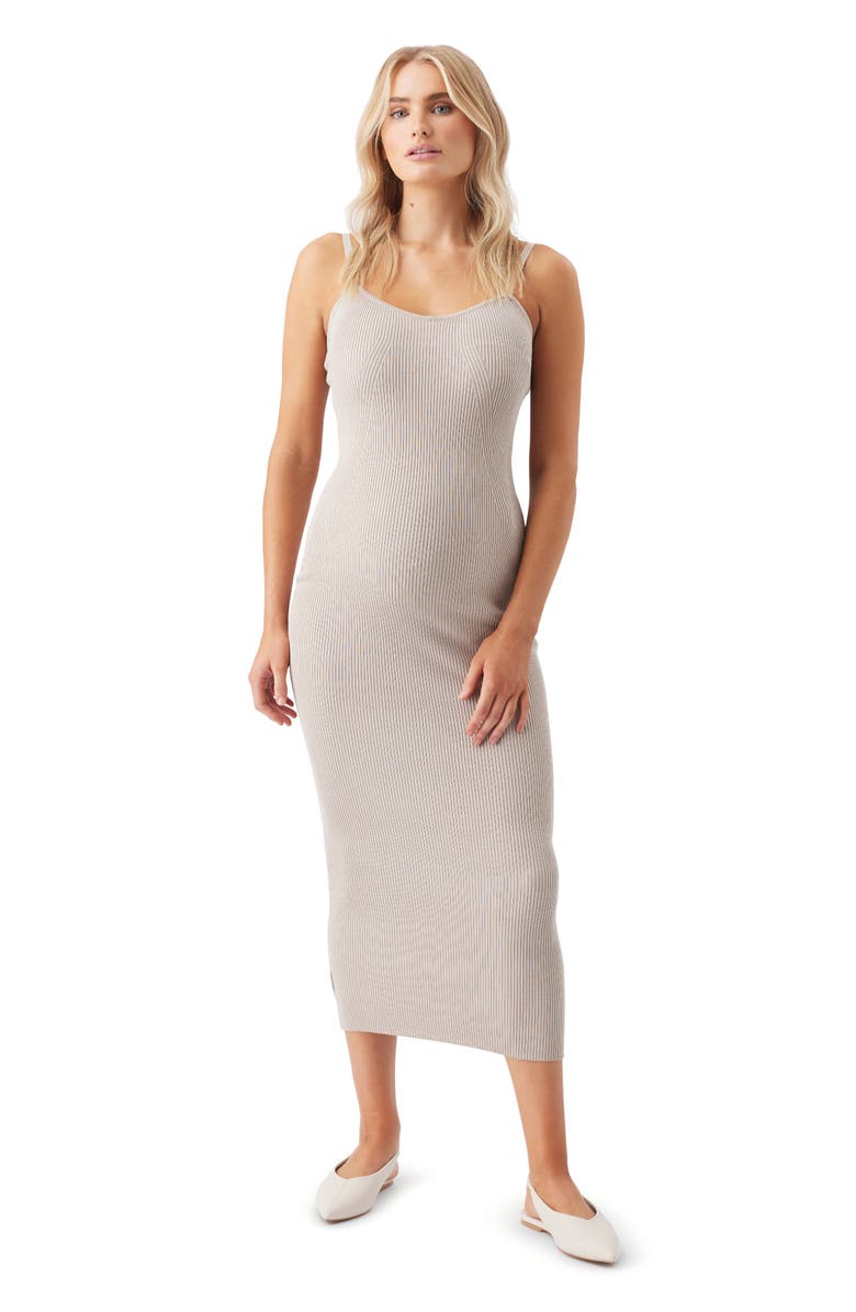 Ripe Maternity Celine Rib Knit Dress, Alternate, color, Stone