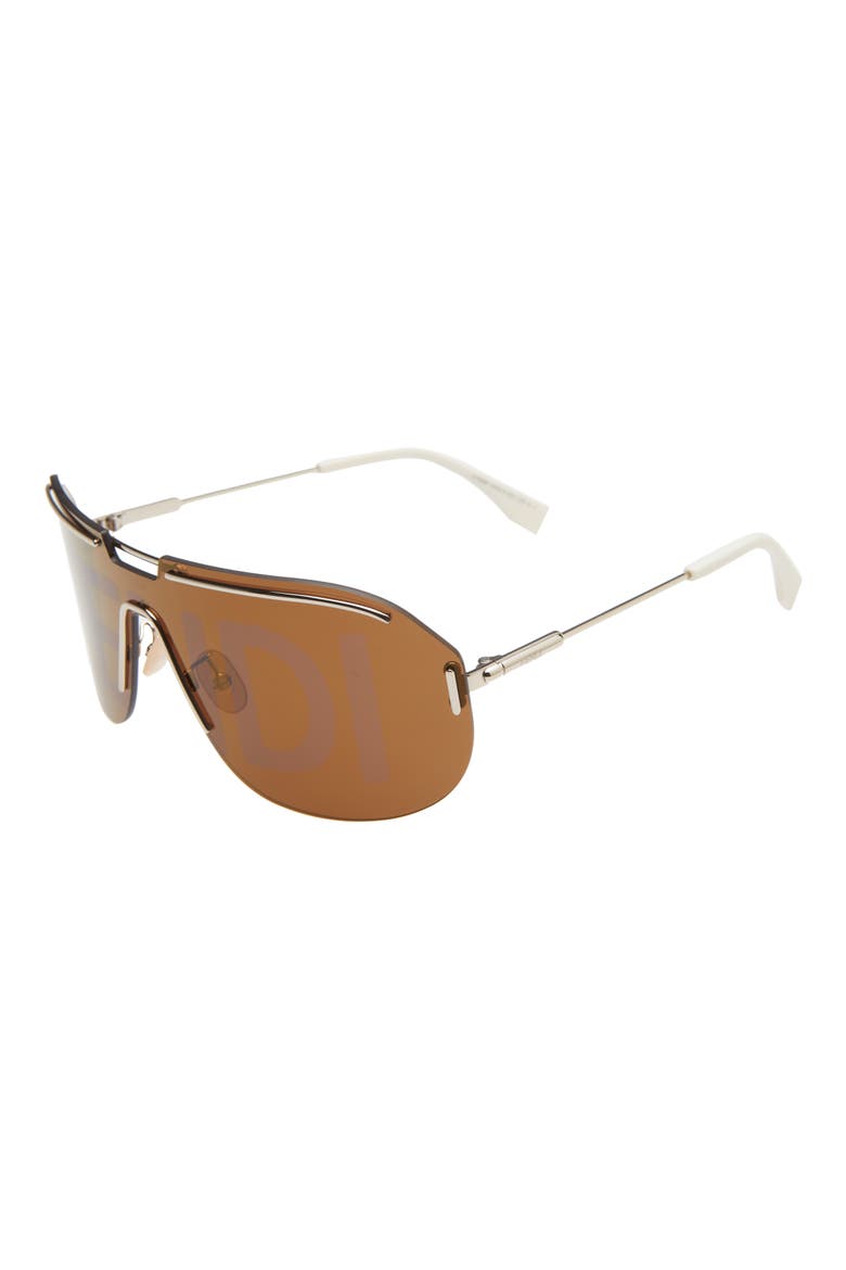 Logo Print 99mm Shield Sunglasses, Alternate, color, LIGHT GOLD/ BROWN GOLD MIRROR