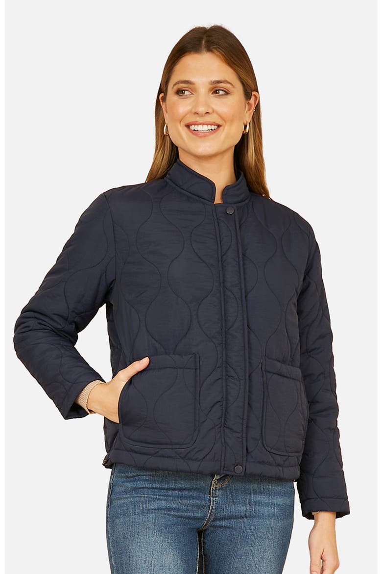 Short Quilted Jacket, Main, color, Navy