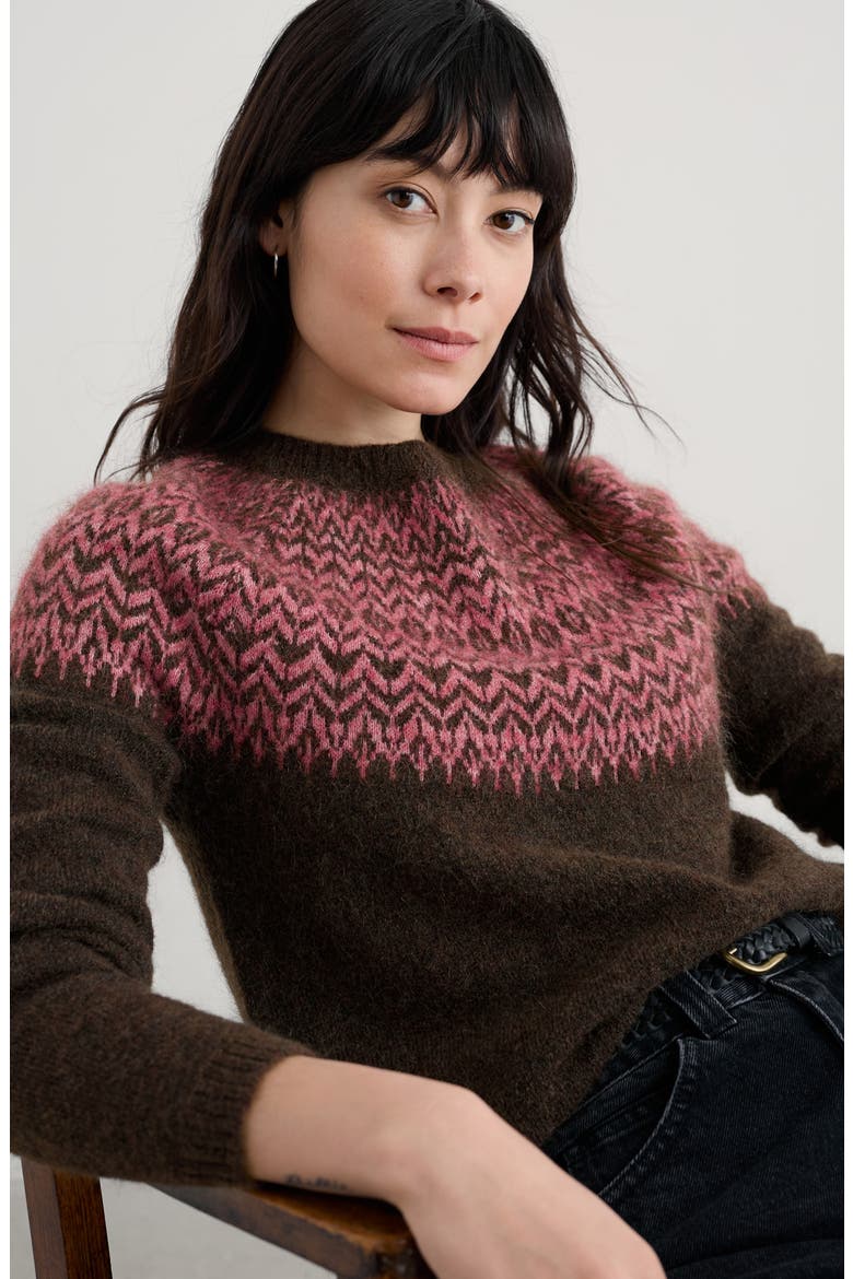 Spruce Frost Fair Isle Sweater, Alternate, color, KNIT HELLEBORE DARK RYE SQUASH
