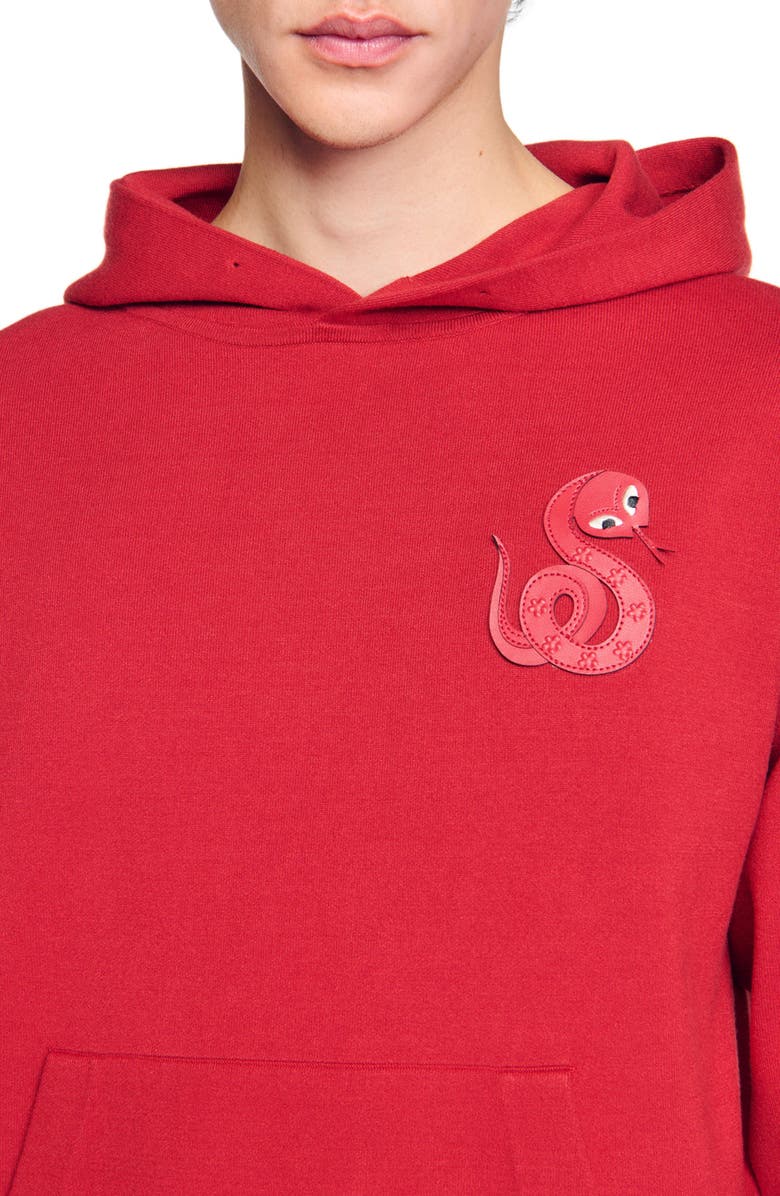 SANDRO Knit sweatshirt with snake detail, Alternate, color, 