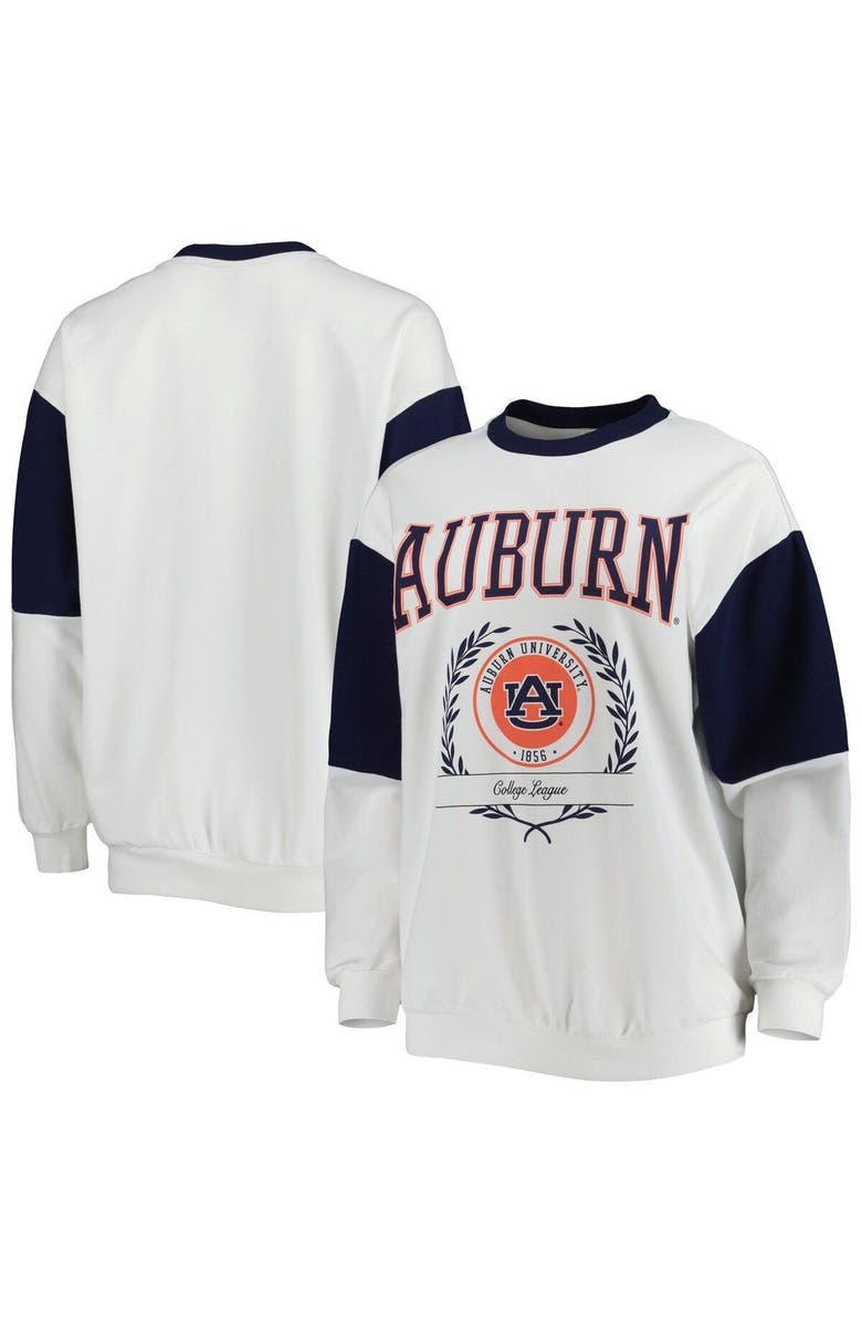 GAMEDAY COUTURE Women's Gameday Couture White Auburn Tigers It's A Vibe Dolman Pullover Sweatshirt, Main, color, Navy