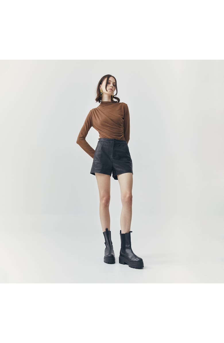 ATS Wren Short Leather Pants, Alternate, color, Black