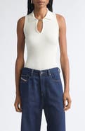 DIESEL® Lilita Sleeveless Rib Recycled Silk & Organic Cotton Polo Sweater