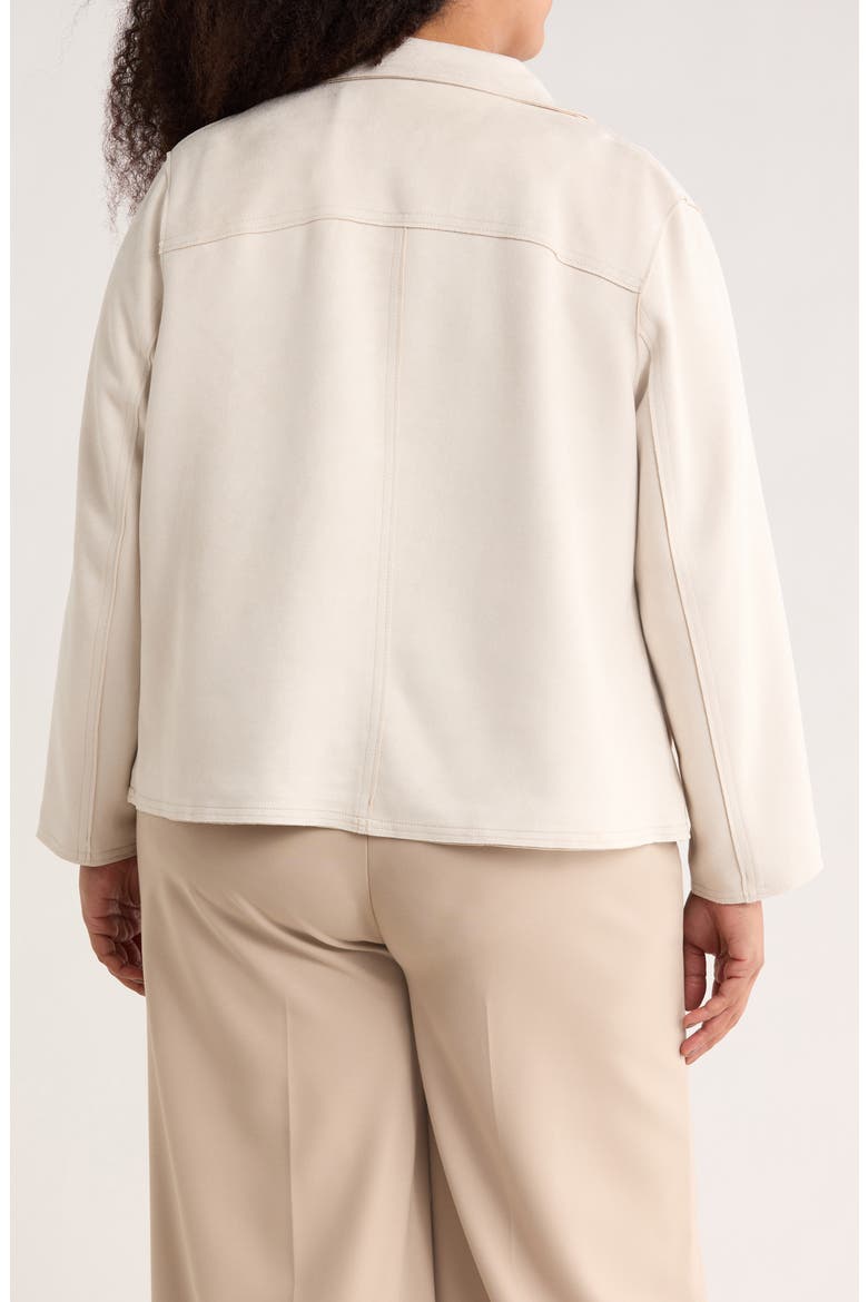 Faux Suede Open Front Jacket, Alternate, color, ECRU