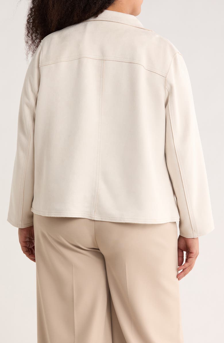 PHILOSOPHY REPUBLIC CLOTHING Faux Suede Open Front Jacket, Alternate, color, Ecru