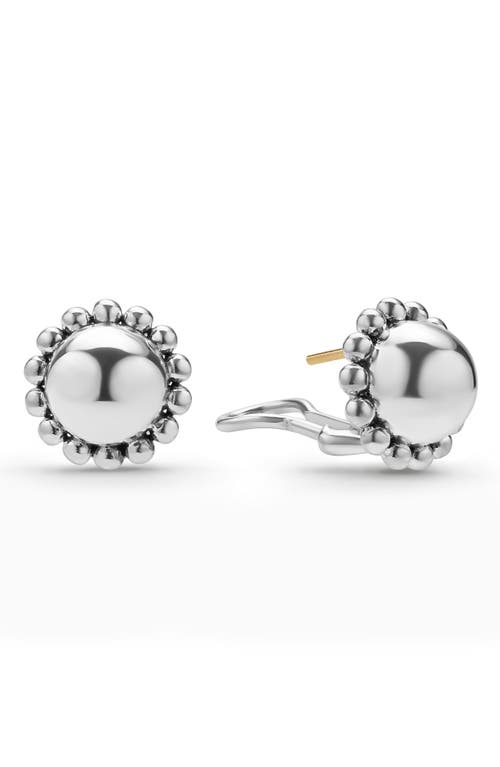Lagos Caviar Bubbly Round Omega Clip Earrings In Metallic