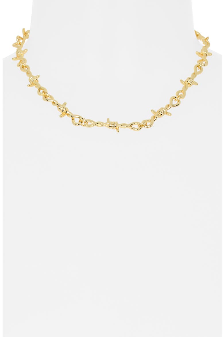 Bold Cubic Zirconia Barbwire Necklace, Alternate, color, GOLD