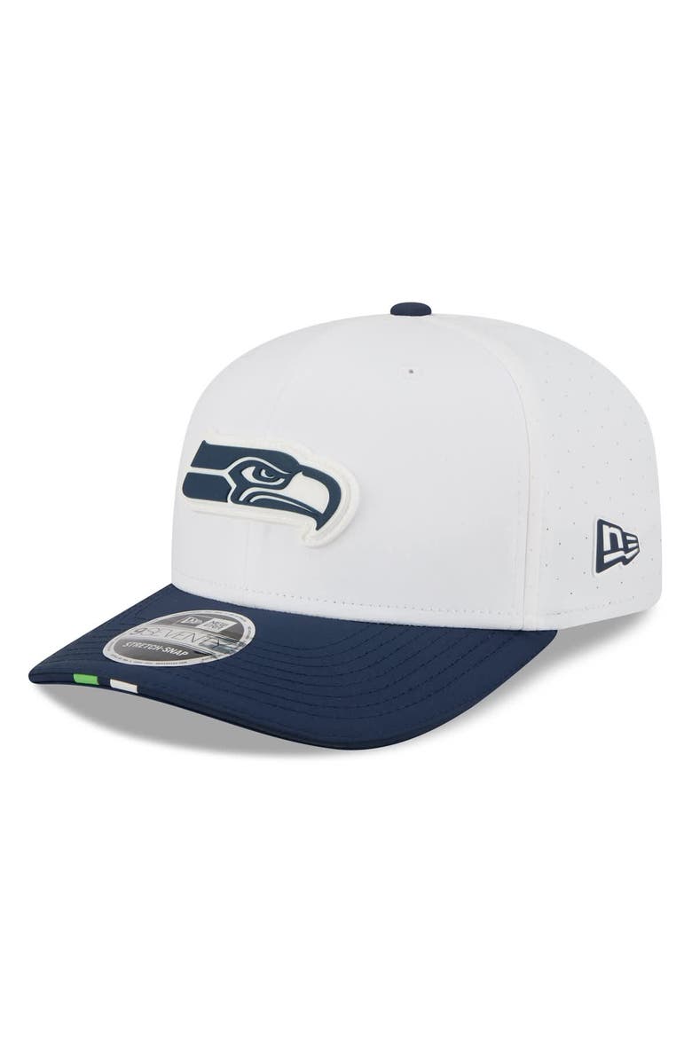 New Era Men's New Era  White/College Navy Seattle Seahawks 2025 NFL Training Camp 9SEVENTY Adjustable Hat, Main, color, White