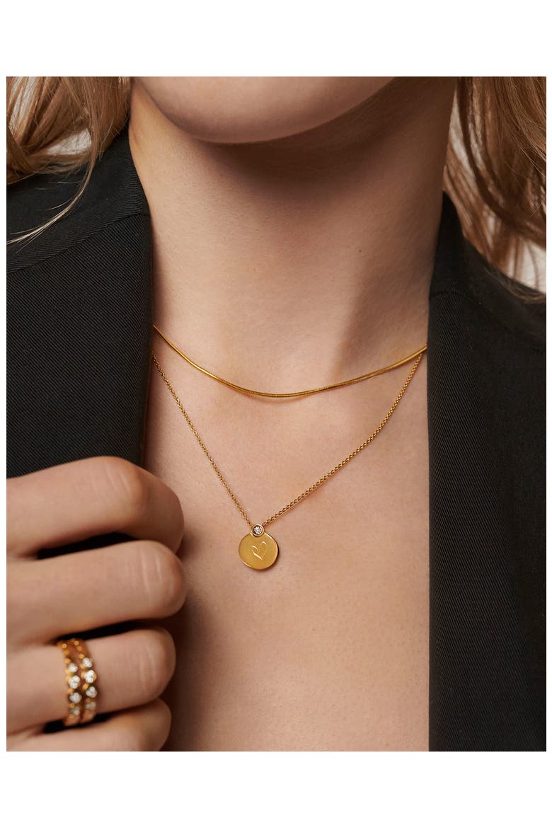 Lab Created Diamond Engravable Pendant Necklace, Alternate, color, YELLOW GOLD