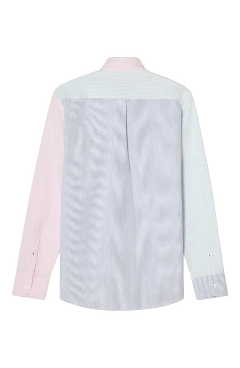 Robert Talbott Harrison Button Down Fun Stripe Oxford Shirt, Alternate, color, Navy/Aqua/Pink