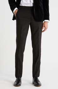 BOSS Virgin Wool Blend Flat Front Dress Pants