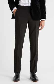 BOSS Virgin Wool Blend Flat Front Dress Pants