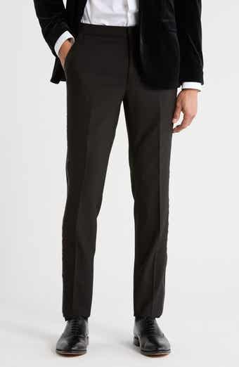 BOSS Virgin Wool Blend Flat Front Dress Pants