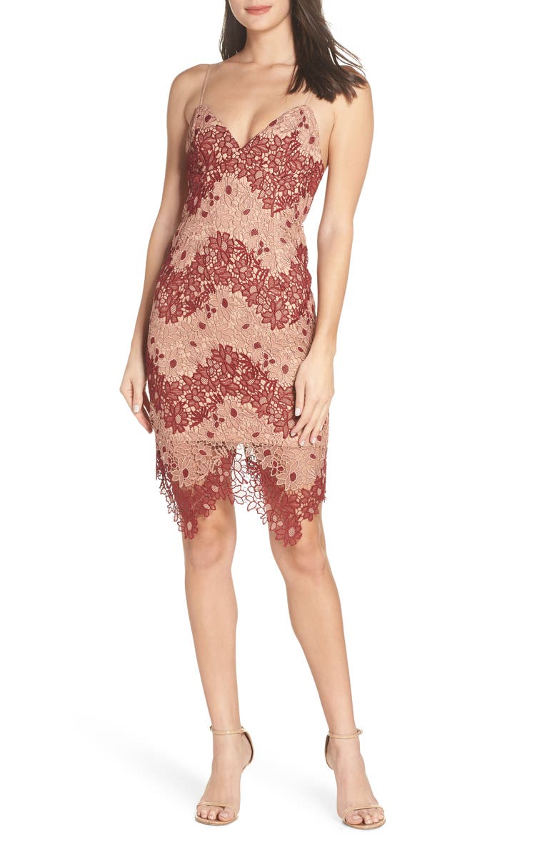 Bardot Two-Tone Lace Dress, Main, color,