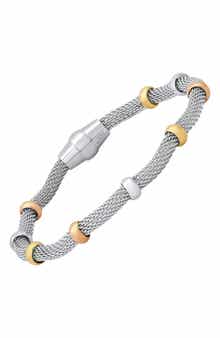 HMY JEWELRY 18K Rose & Yellow Gold Plated Stainless Steel Tri-Toned Bracelet