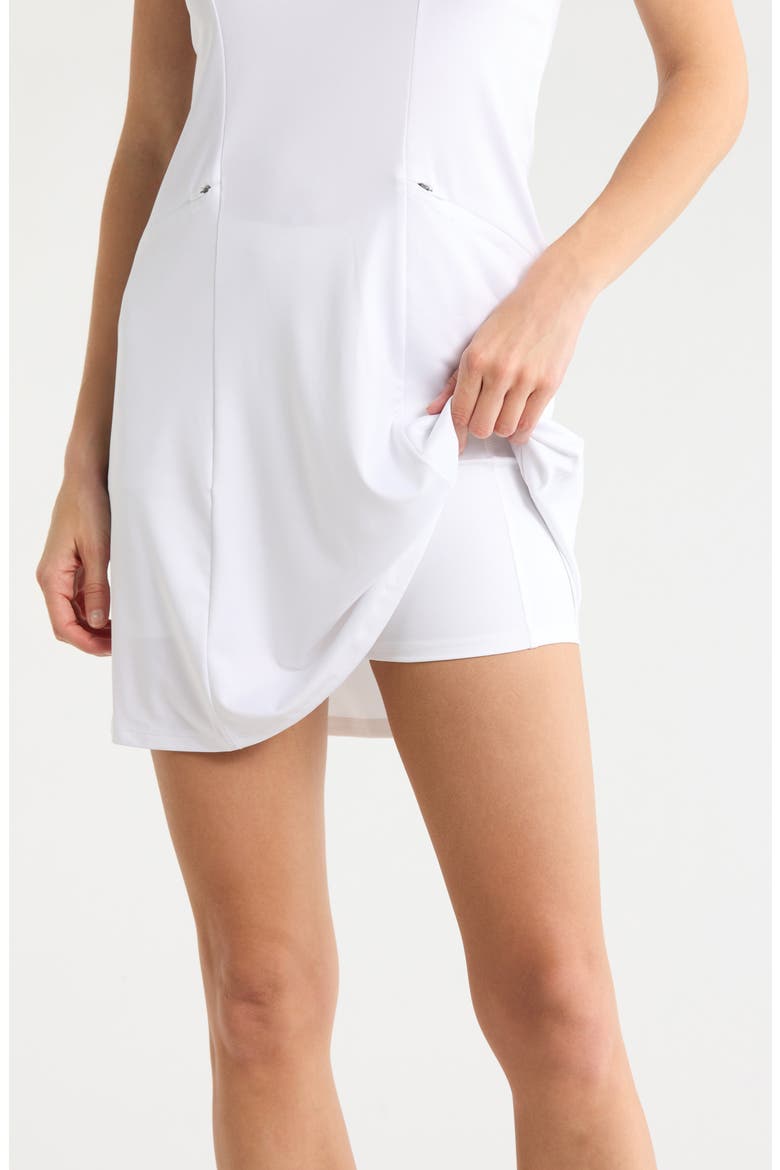Sleeveless Flounce Mesh Detail Golf Dress, Alternate, color, BRILLIANT WHITE