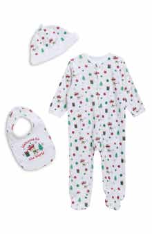 Christmas Cotton Footie, Hat & Bib Set