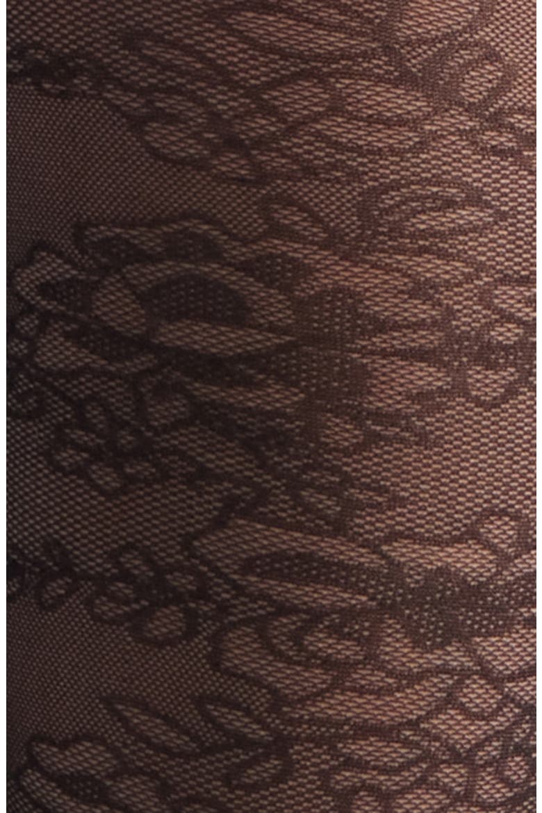 Sheer Floral Tights, Alternate, color, BLACK