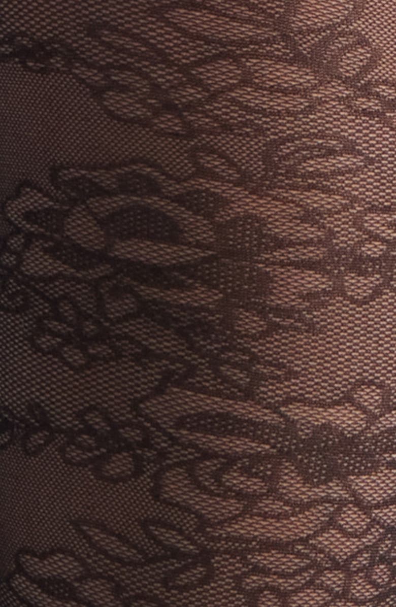 Nordstrom Sheer Floral Tights, Alternate, color, Black