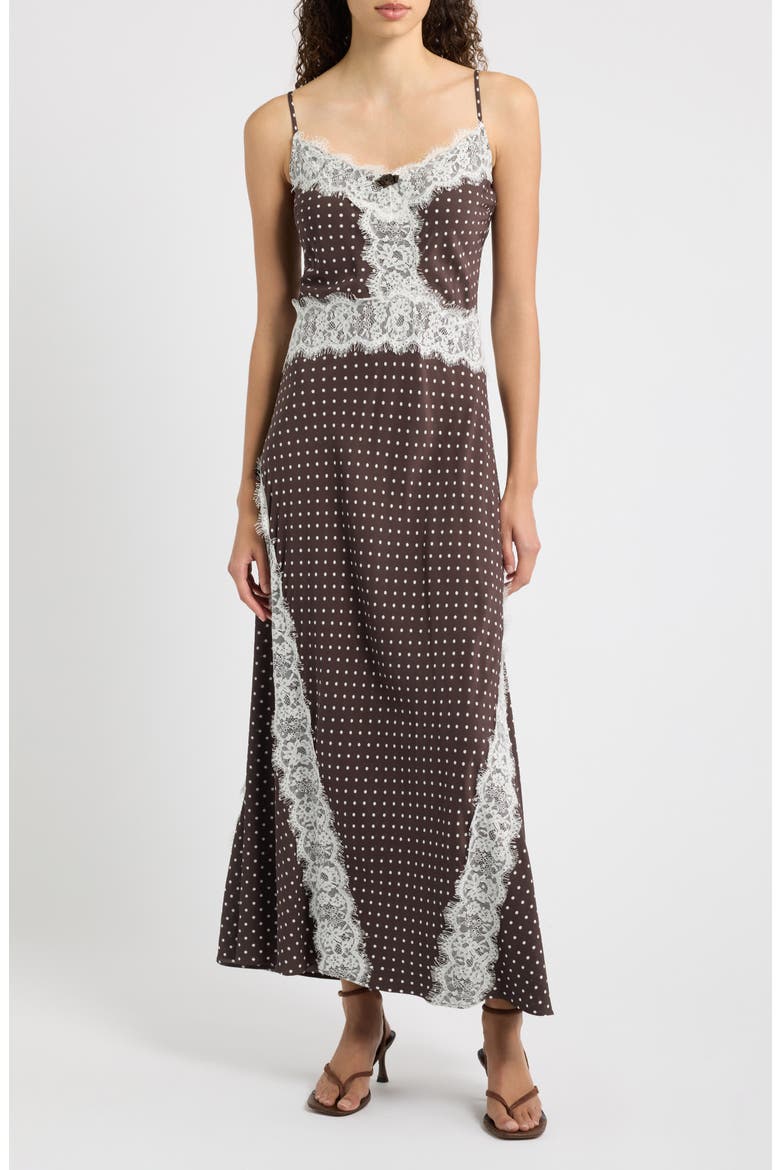 The Francesca Lace Trim Midi Slipdress, Main, color, LINDSAY DOT CHOCOLA