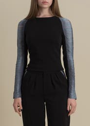 Contessa Mills Medusa Fitted Hand-Dyed Fringe Stretch Crepe Top