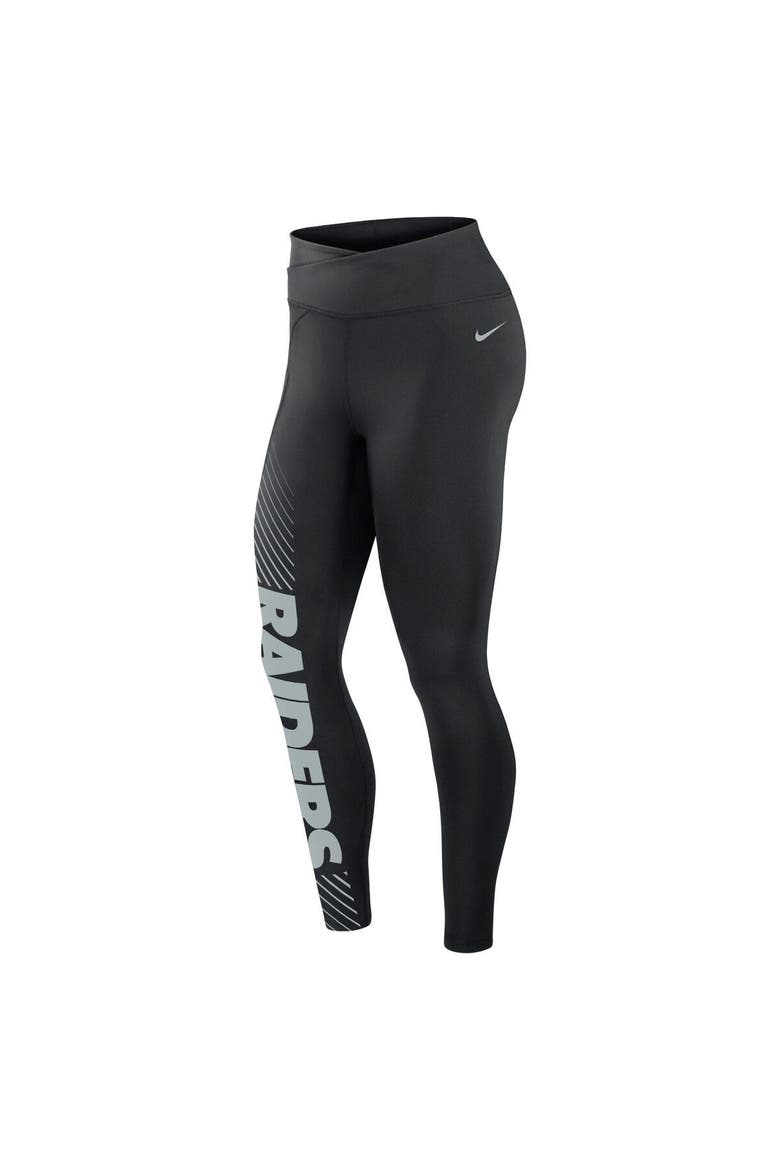 Women's Nike Black Las Vegas Raiders Yard Line Crossover Leggings, Alternate, color, Black