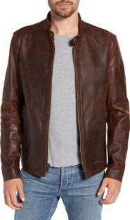 Schott NYC Café Racer Lightweight Oiled Cowhide Leather Jacket