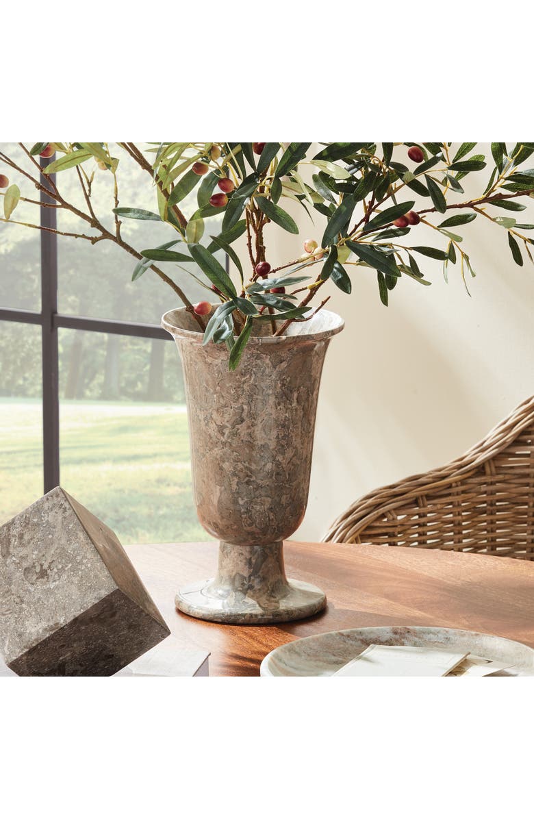 Napa Home & Garden Claria Footed Vase - Gray Marble - Unique Veining Design, Alternate, color, Gray