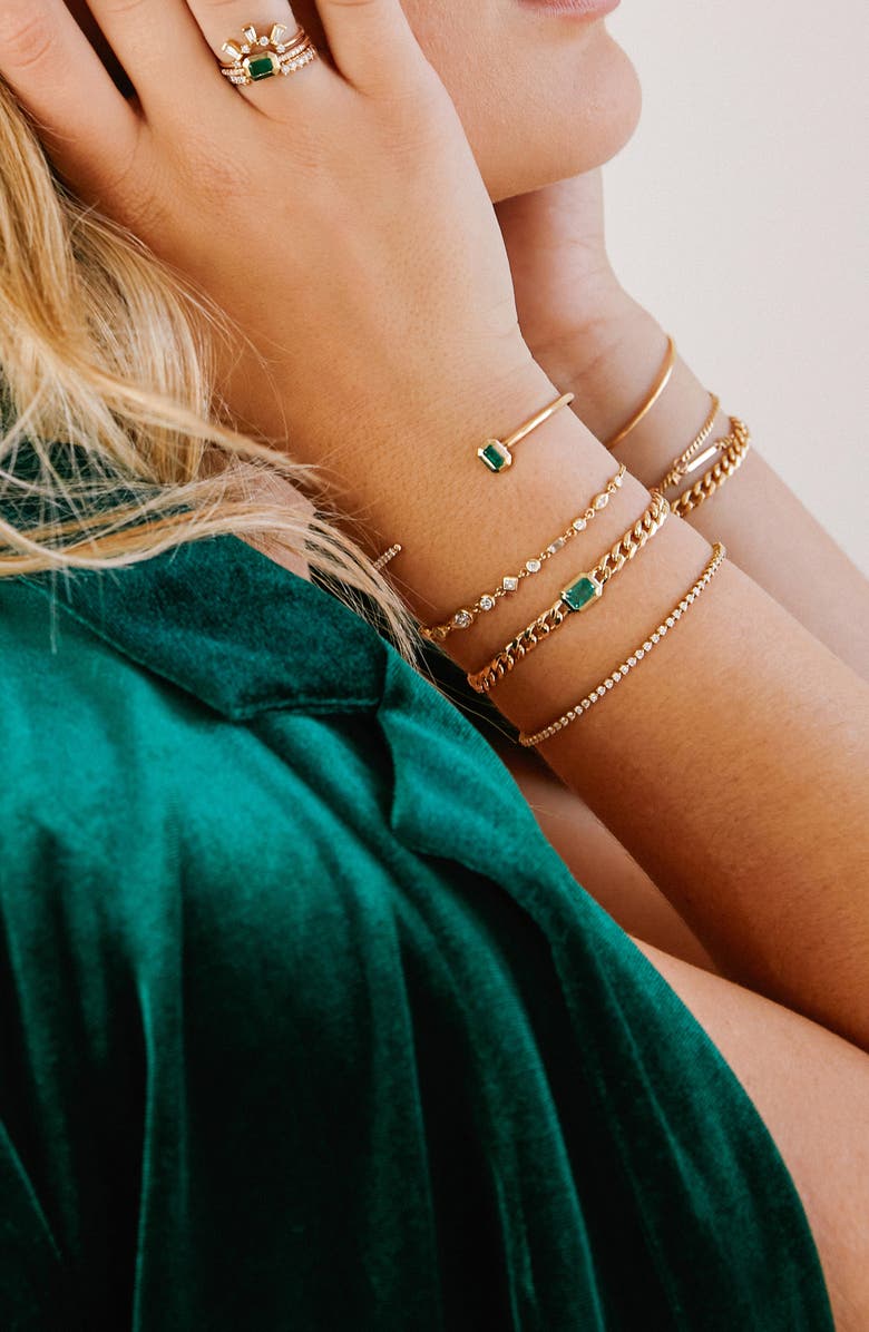 Zoë Chicco Medium Curb Chain Emerald Bracelet, Alternate, color, 