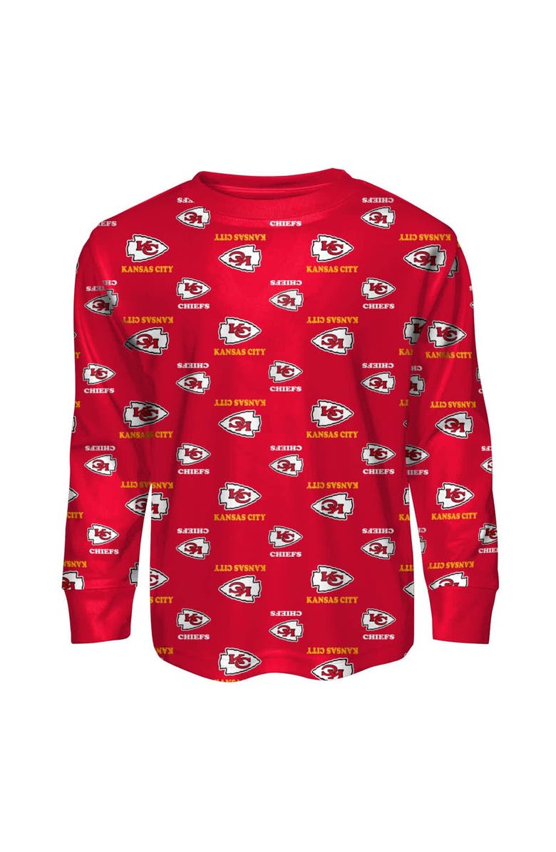Outerstuff Youth Outerstuff Red Kansas City Chiefs All-Over-Print Long Sleeve T-Shirt and Pants Sleep Set, Alternate, color, Red