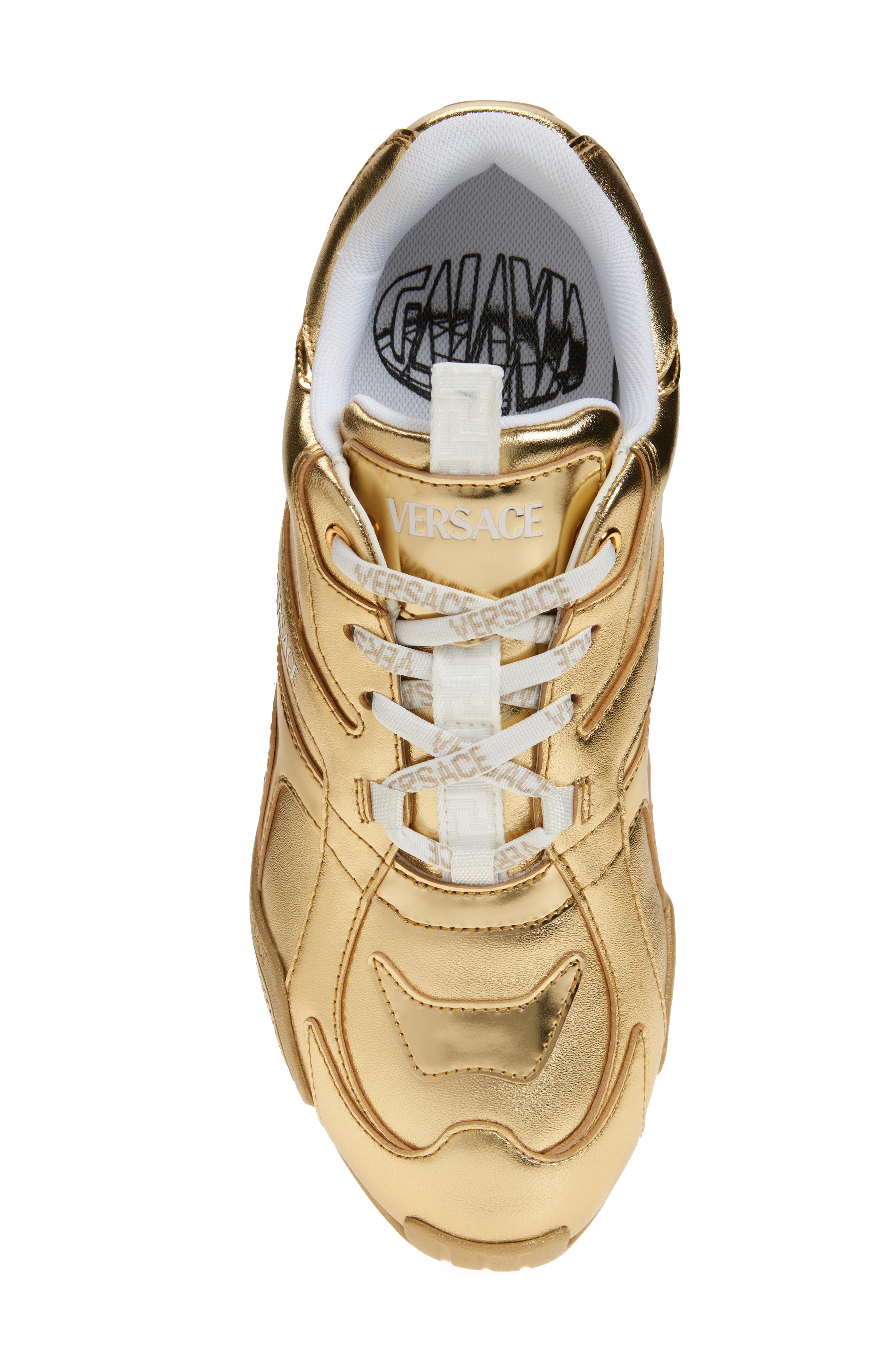 Versace Galaxia Metallic Leather Sneaker, Alternate, color, 