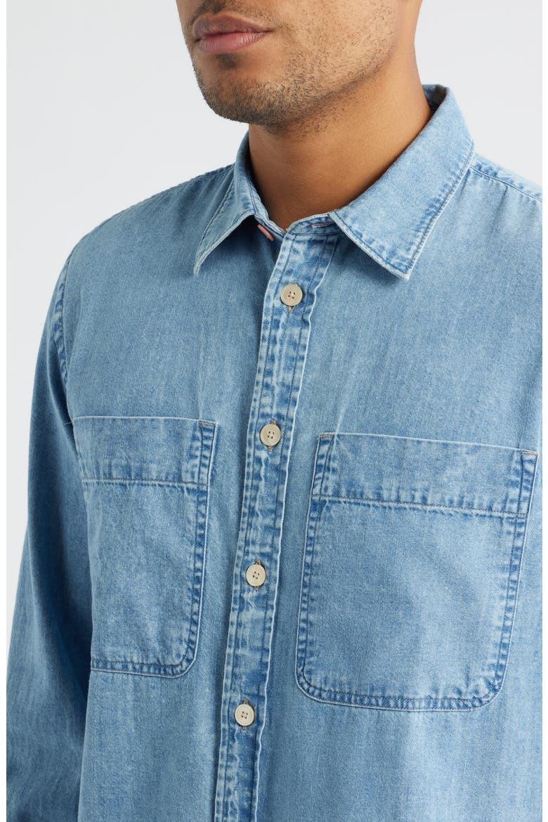 Casual Fit Organic Cotton Denim Button-Up Shirt, Alternate, color, LIGHT BASE