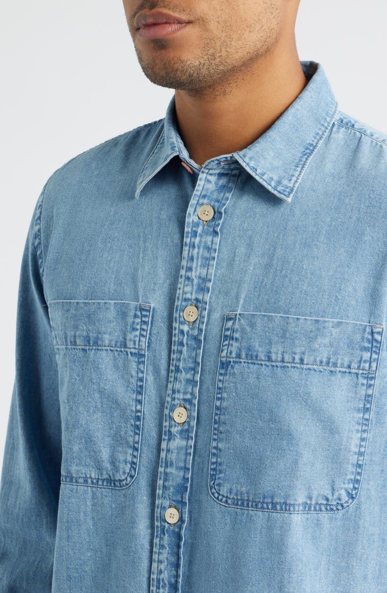 PS Paul Smith Casual Fit Organic Cotton Denim Button-Up Shirt, Alternate, color, Light Base
