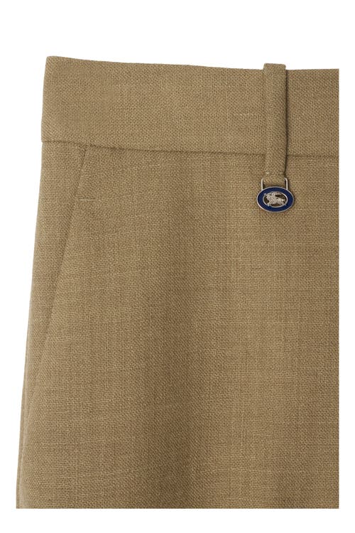 Shop Burberry Wool Tailored Trousers In Linden/mountain