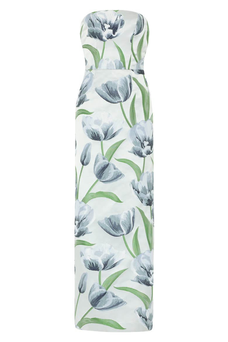 Orion Tulip Jacquard Strapless Gown, Alternate, color, BLUE