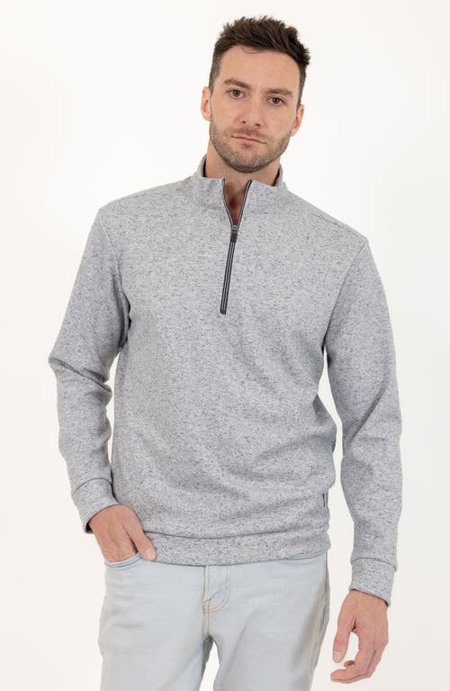 Pino By Pinoporte Men's Mockneck Zip Up Pullover In White Marled