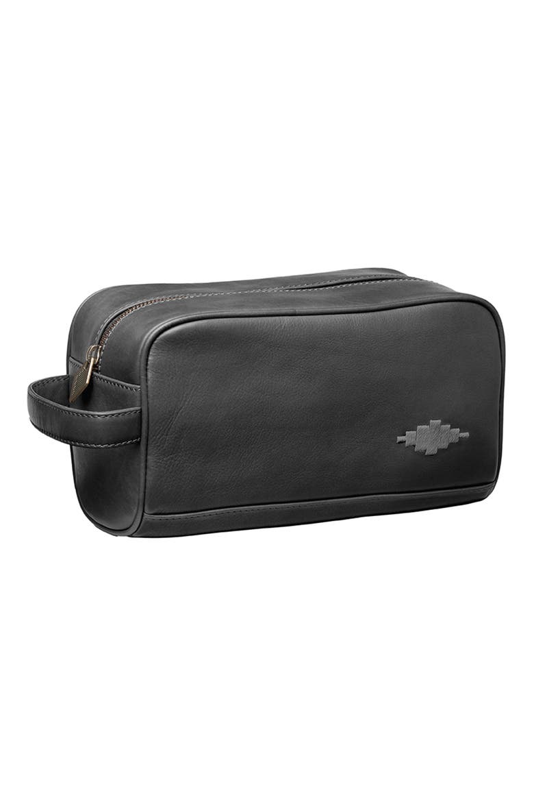 Hombre Leather Dopp Kit, Main, color, Black/Grey