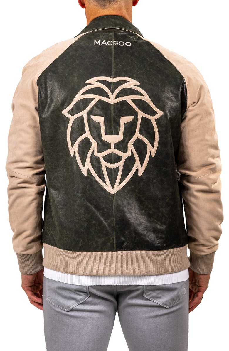 Maceoo Leather Bomber Jacket, Alternate, color, Green